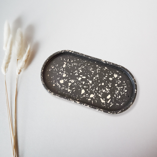 Black Terrazzo Oval Tray image 0