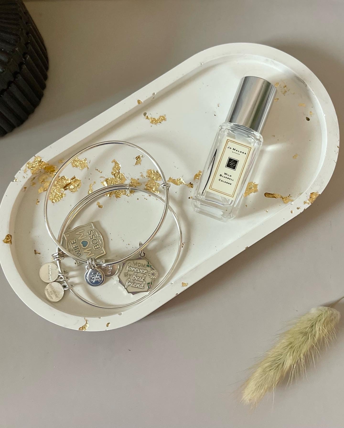 Gold Leaf Oval Tray & Ring Holder Set image 2