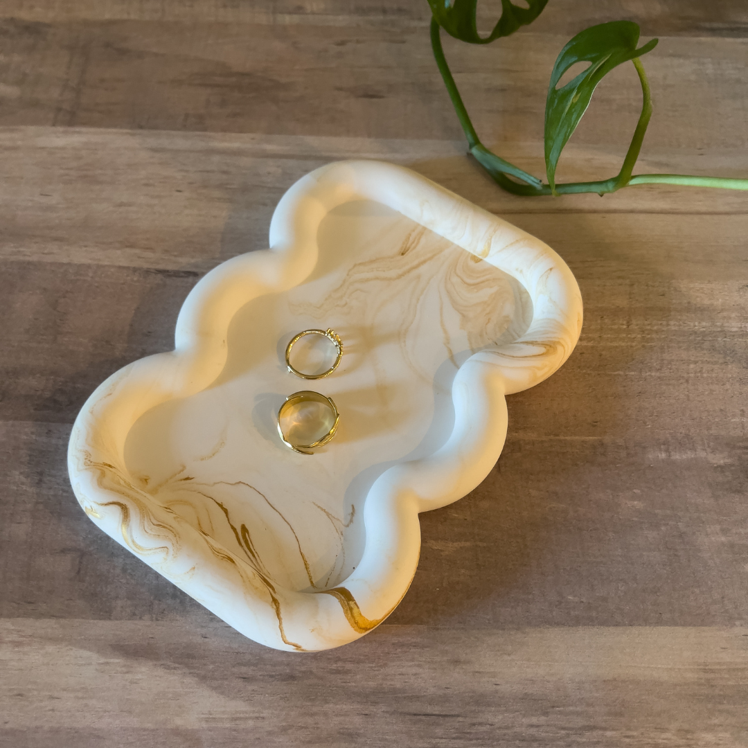 Wavy Shaped Marbled Tray | Jewelry Display Trinket Dish image 3