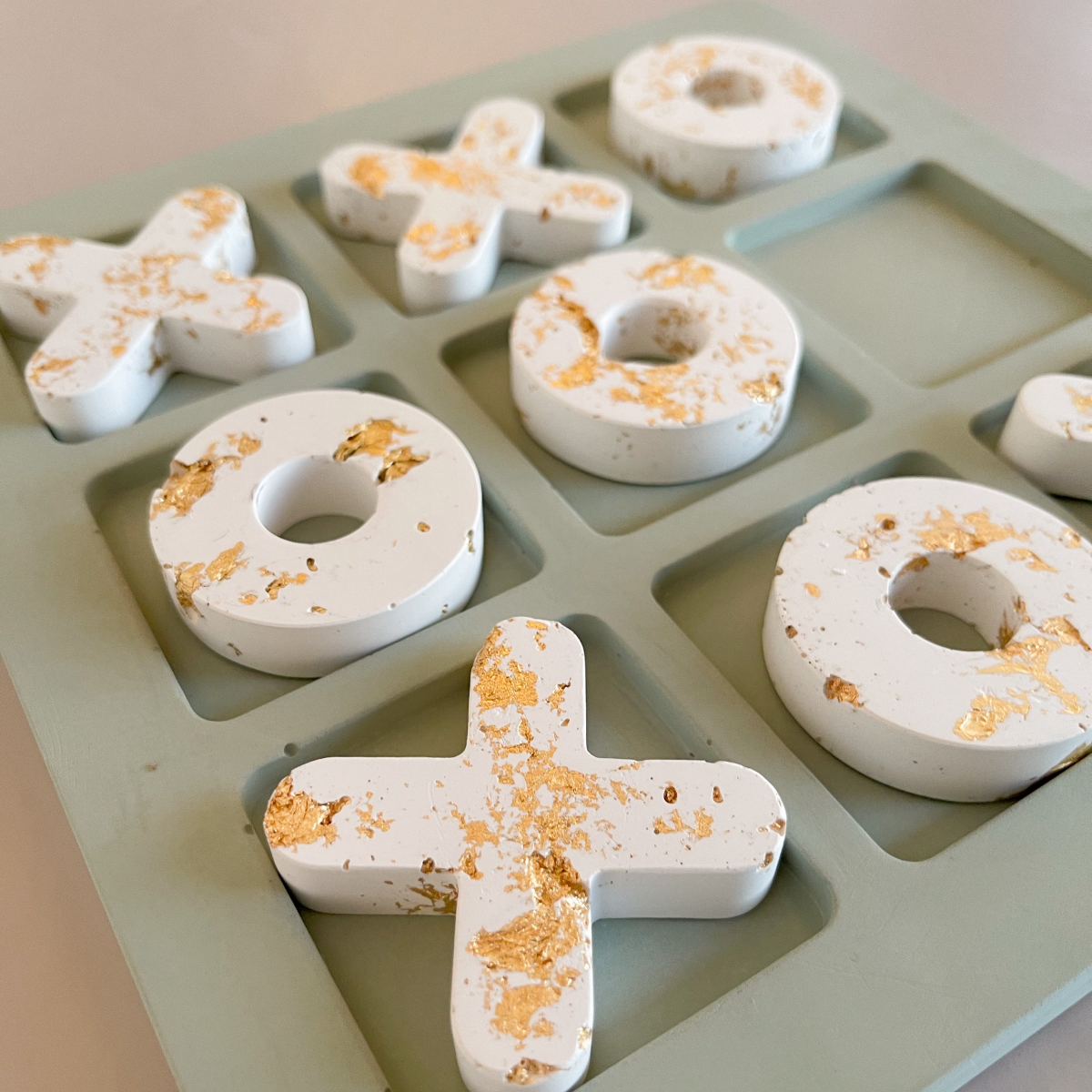 Sage & Gold Leaf Tic Tac Toe image 1