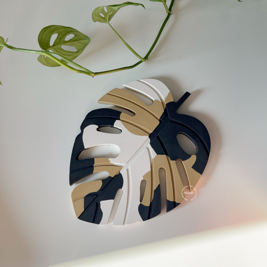 Neutral Variegated Monstera Coasters image 0