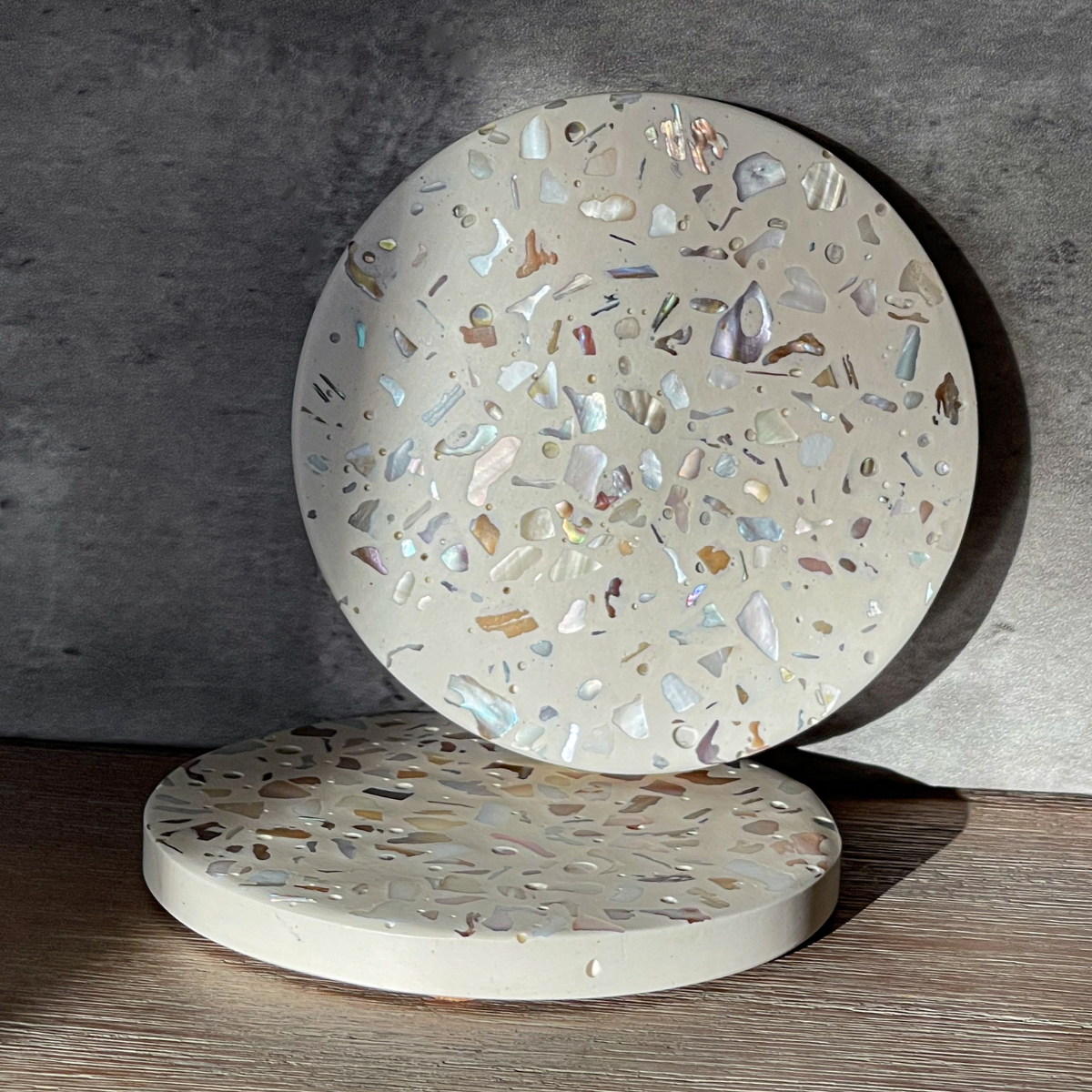 Mother of Pearl Terrazzo Coasters Set of 2 image 1