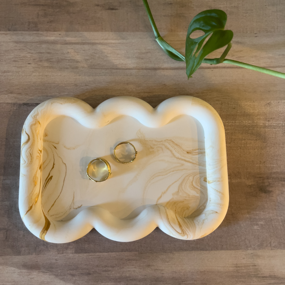 Wavy Shaped Marbled Tray | Jewelry Display Trinket Dish image 5