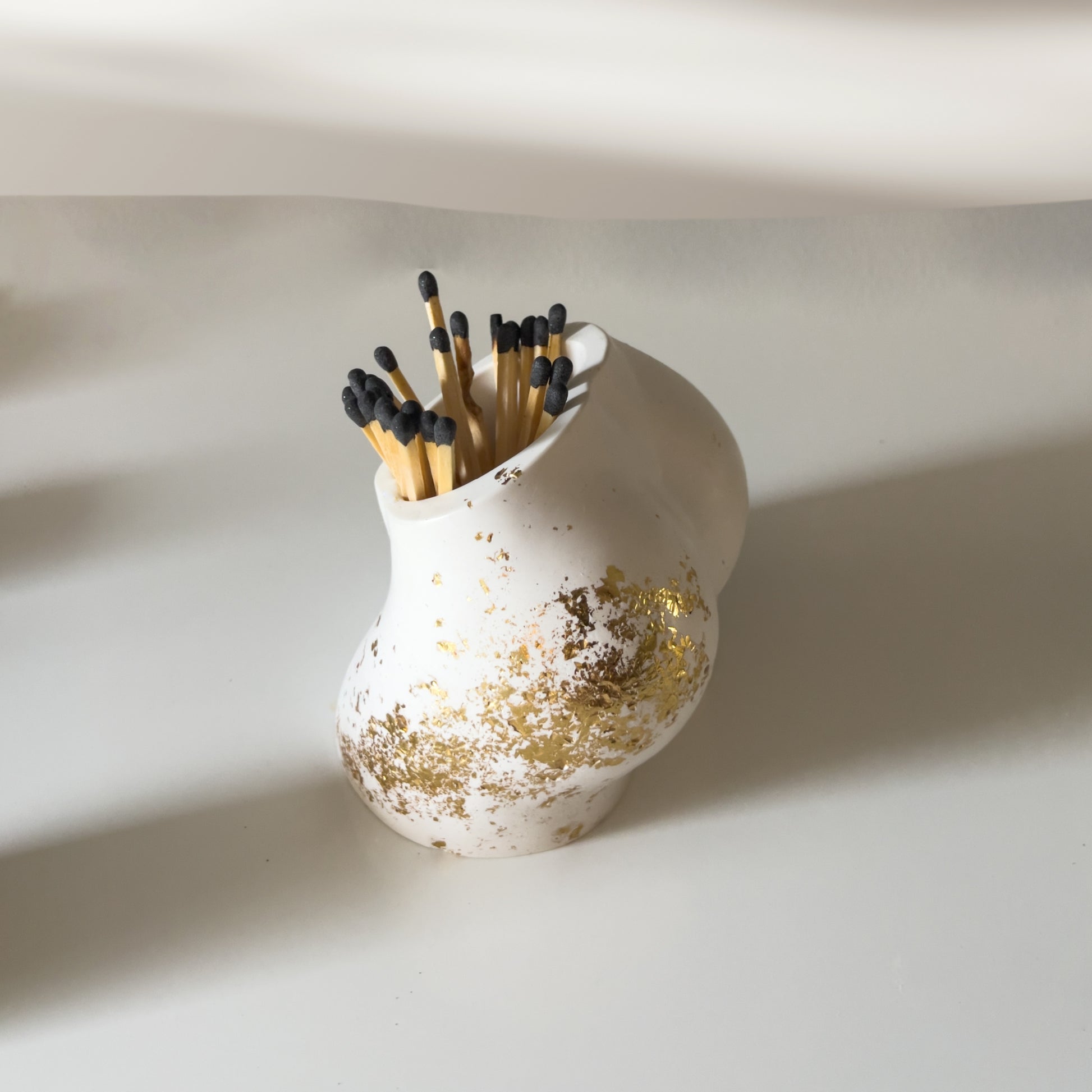 Gold Leaf Butt Vase & Matchstick Holder image 2