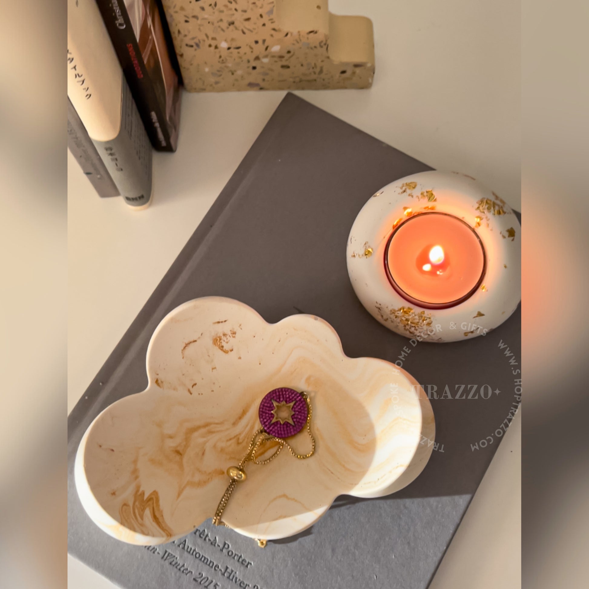 Gold Marbled Chunky Cloud Dish image 2