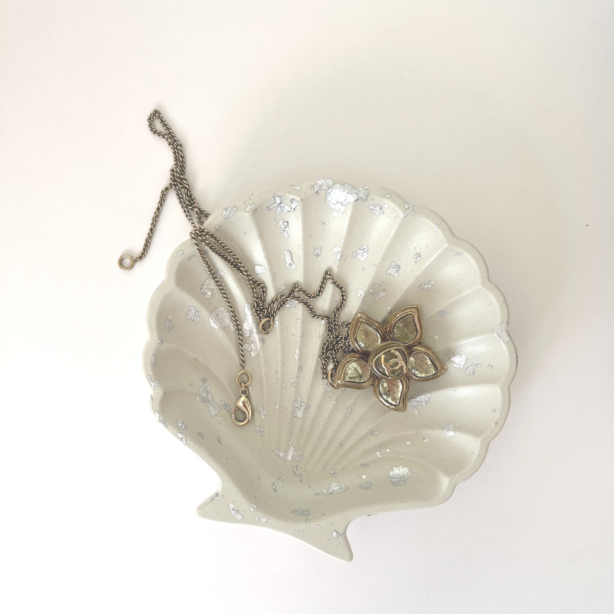 Silver Leaf Seashell Trinket Dish image 0
