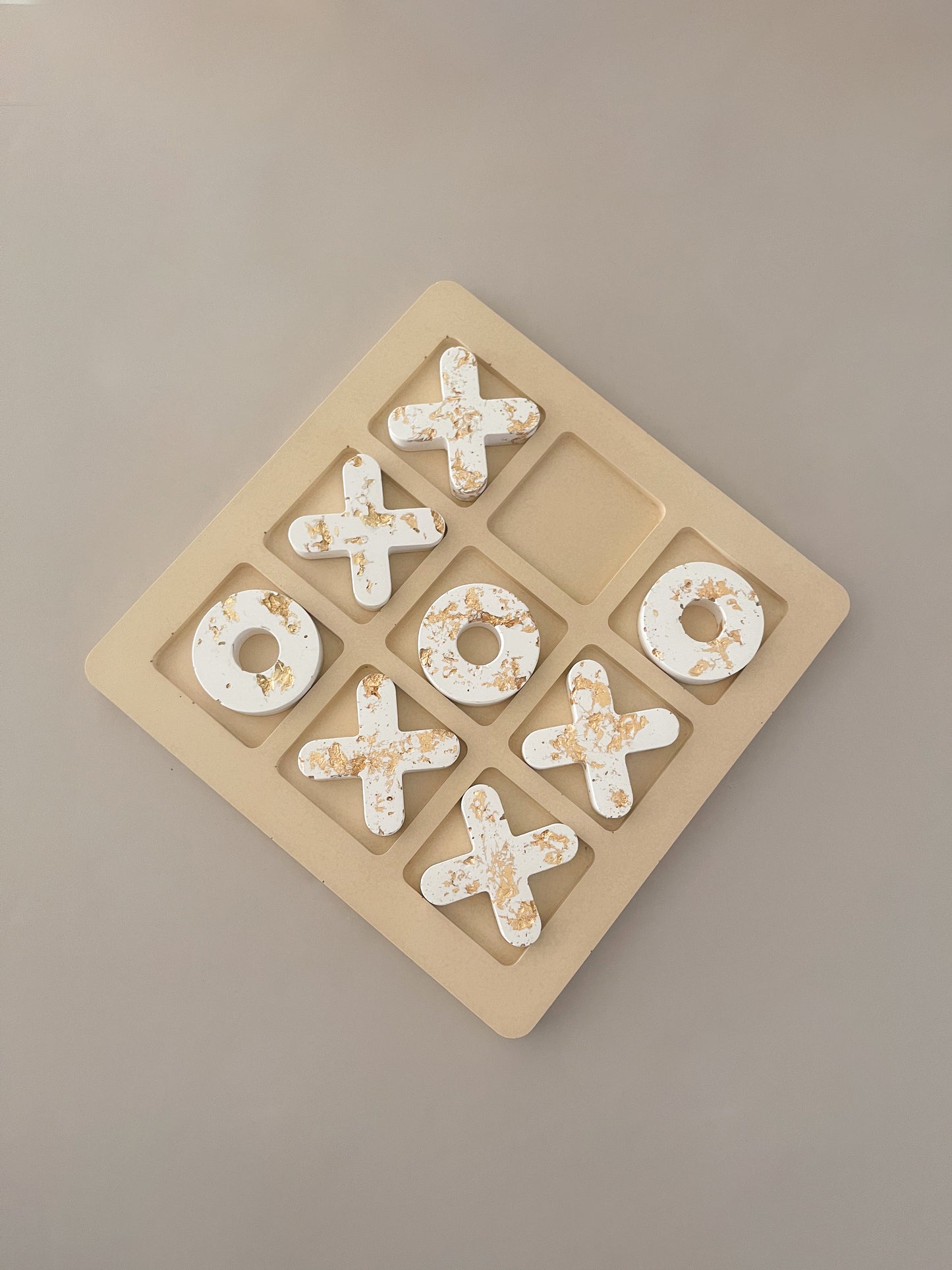 Champagne Beige Tic Tac Toe Table Game image 0
