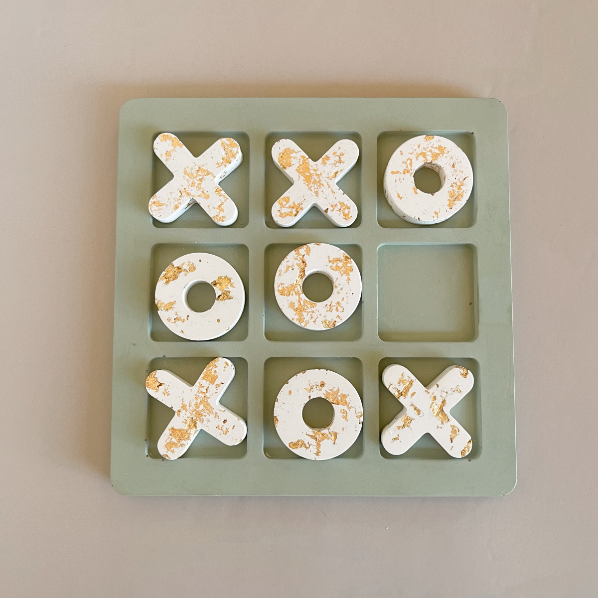 Sage & Gold Leaf Tic Tac Toe image 0