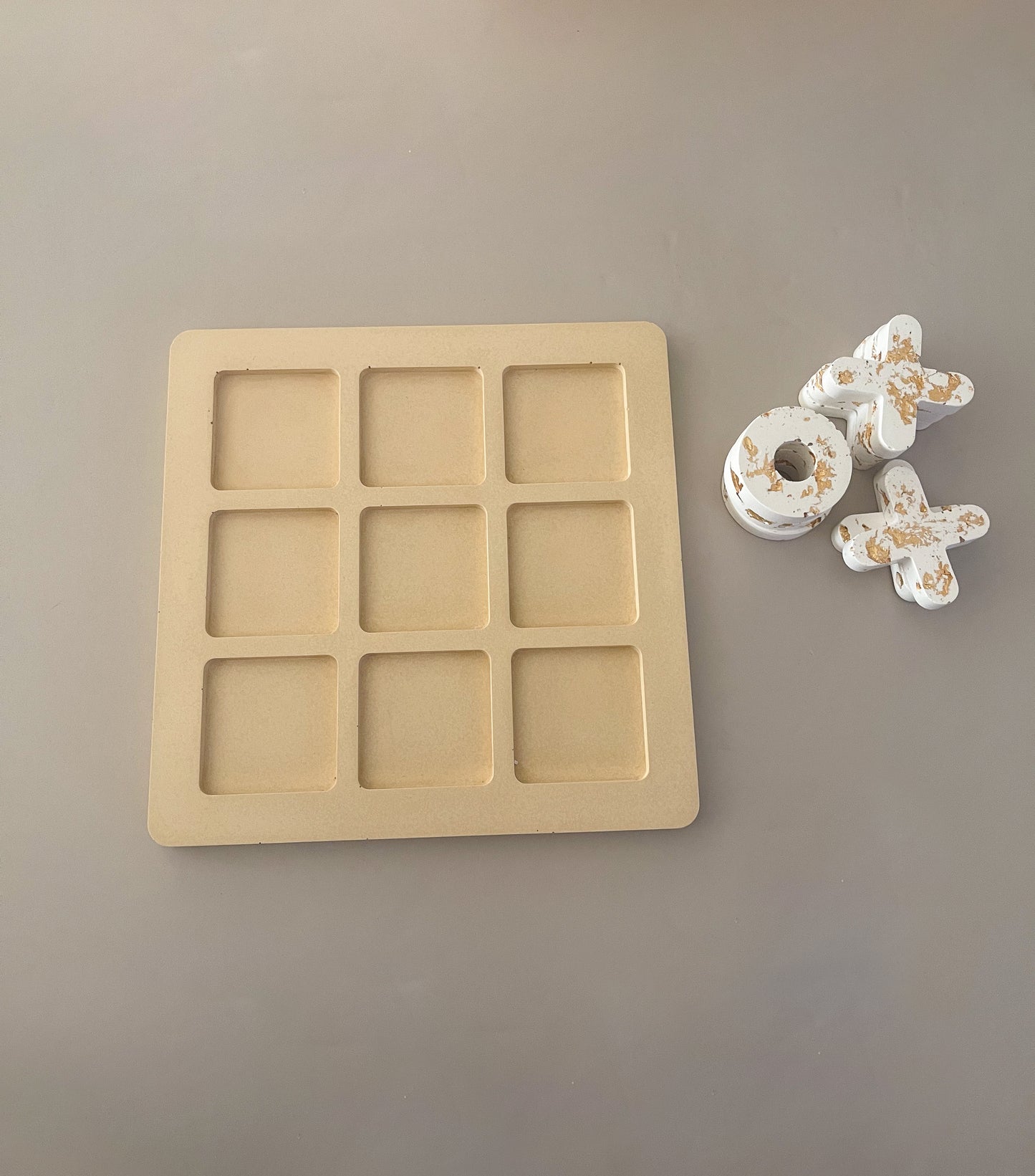 Champagne Beige Tic Tac Toe Table Game image 1