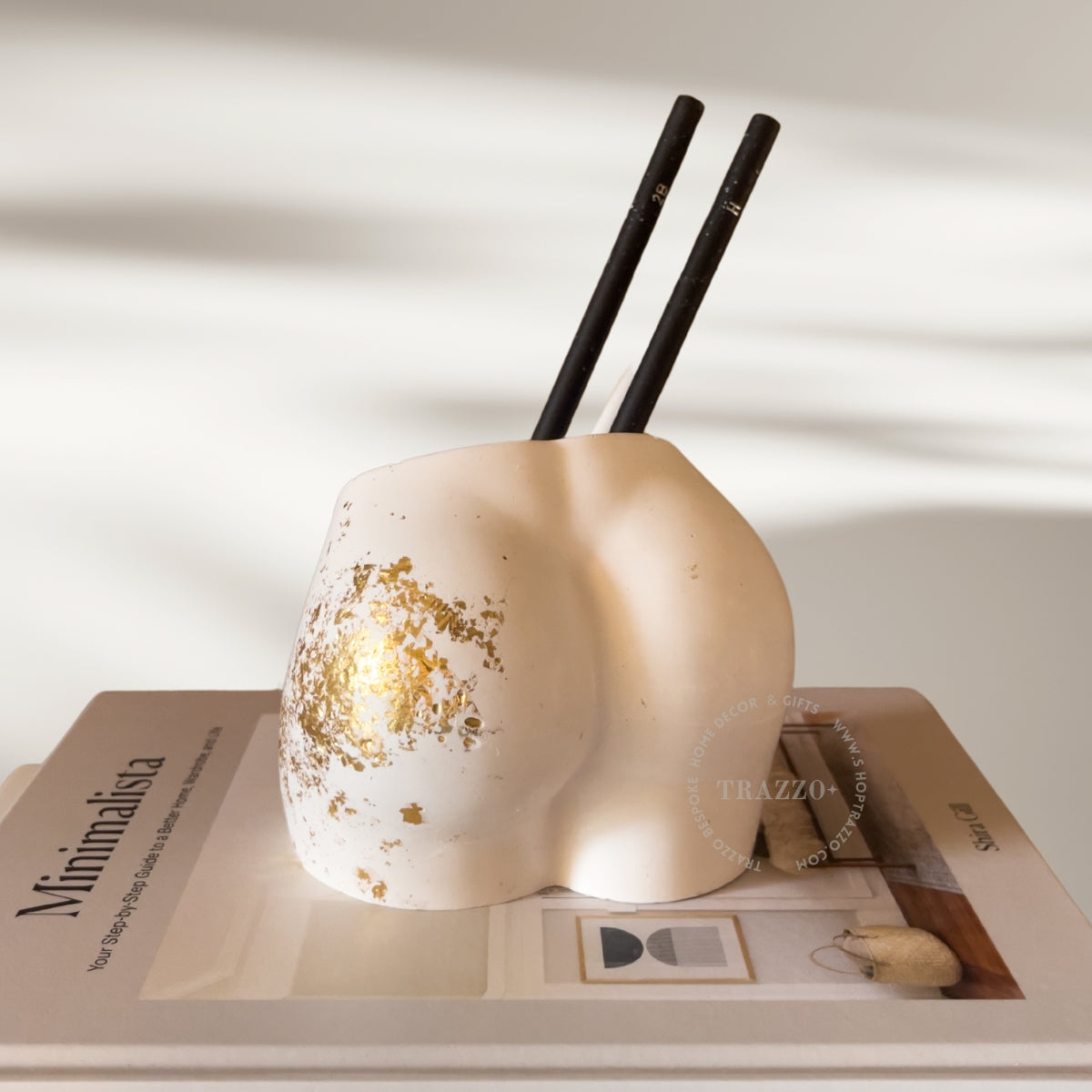 Gold Leaf Butt Vase & Matchstick Holder image 3