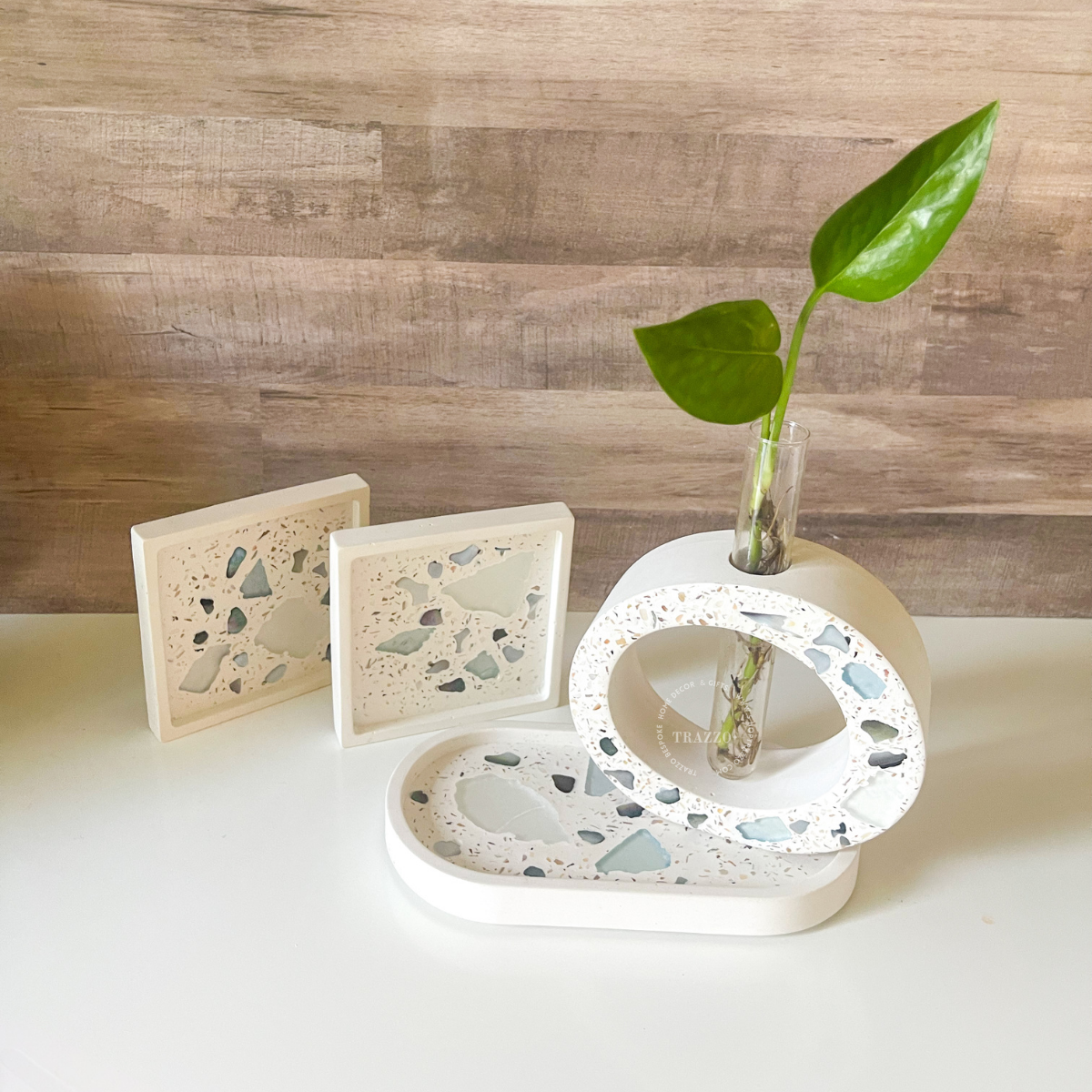 Smoky Pearl Treasures: Mother of Pearl & Sea Glass Terrazzo image 2