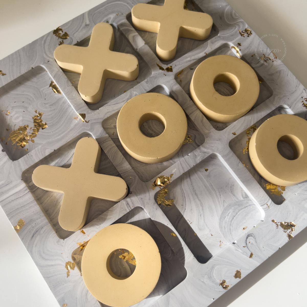 Marbled Gold Leaf Tac Toe Board Game image 1