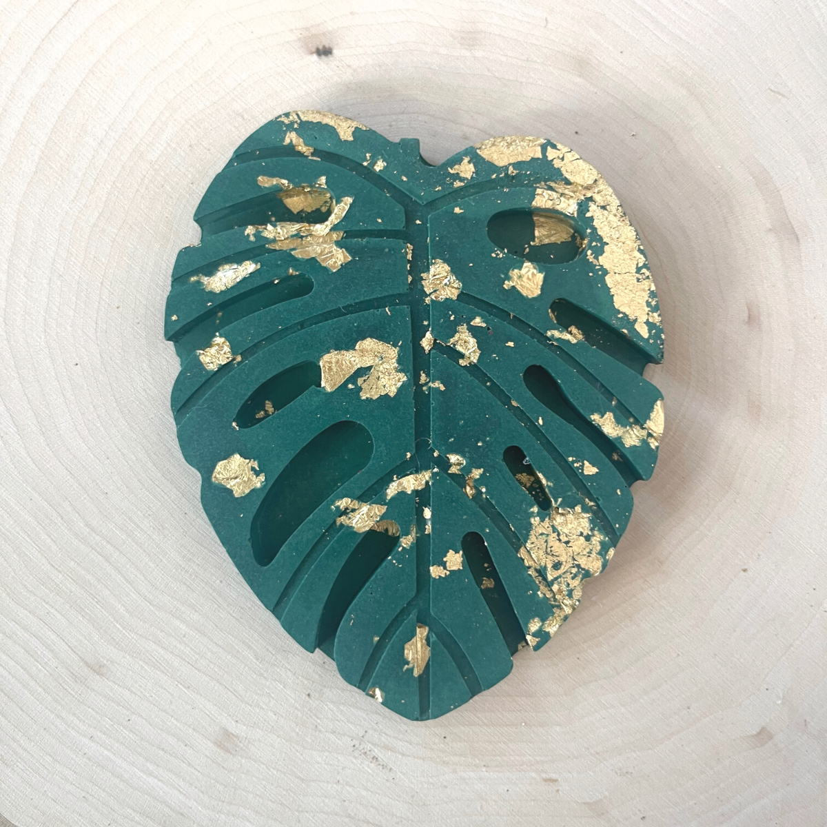 Gilded Green Monstera Leaf Coasters image 1