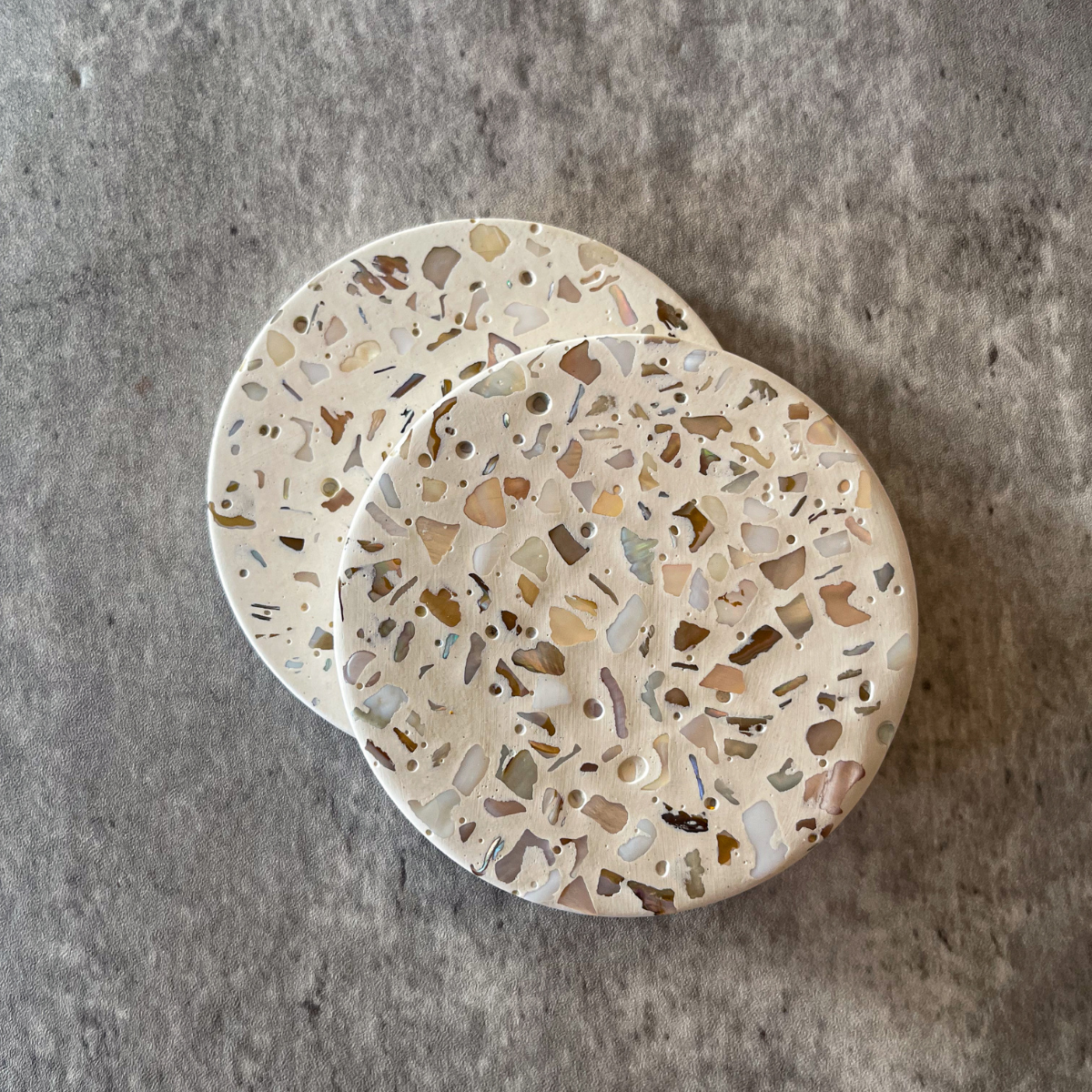 Mother of Pearl Terrazzo Coasters Set of 2 image 2