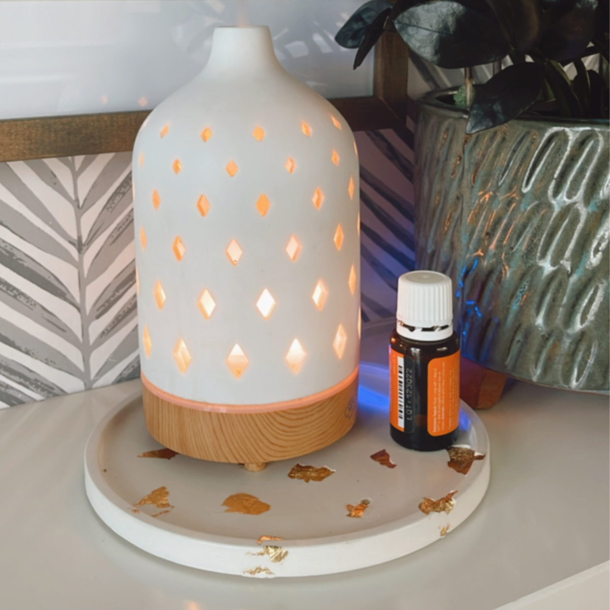 Gold Leaf Round Decorative Tray image 1