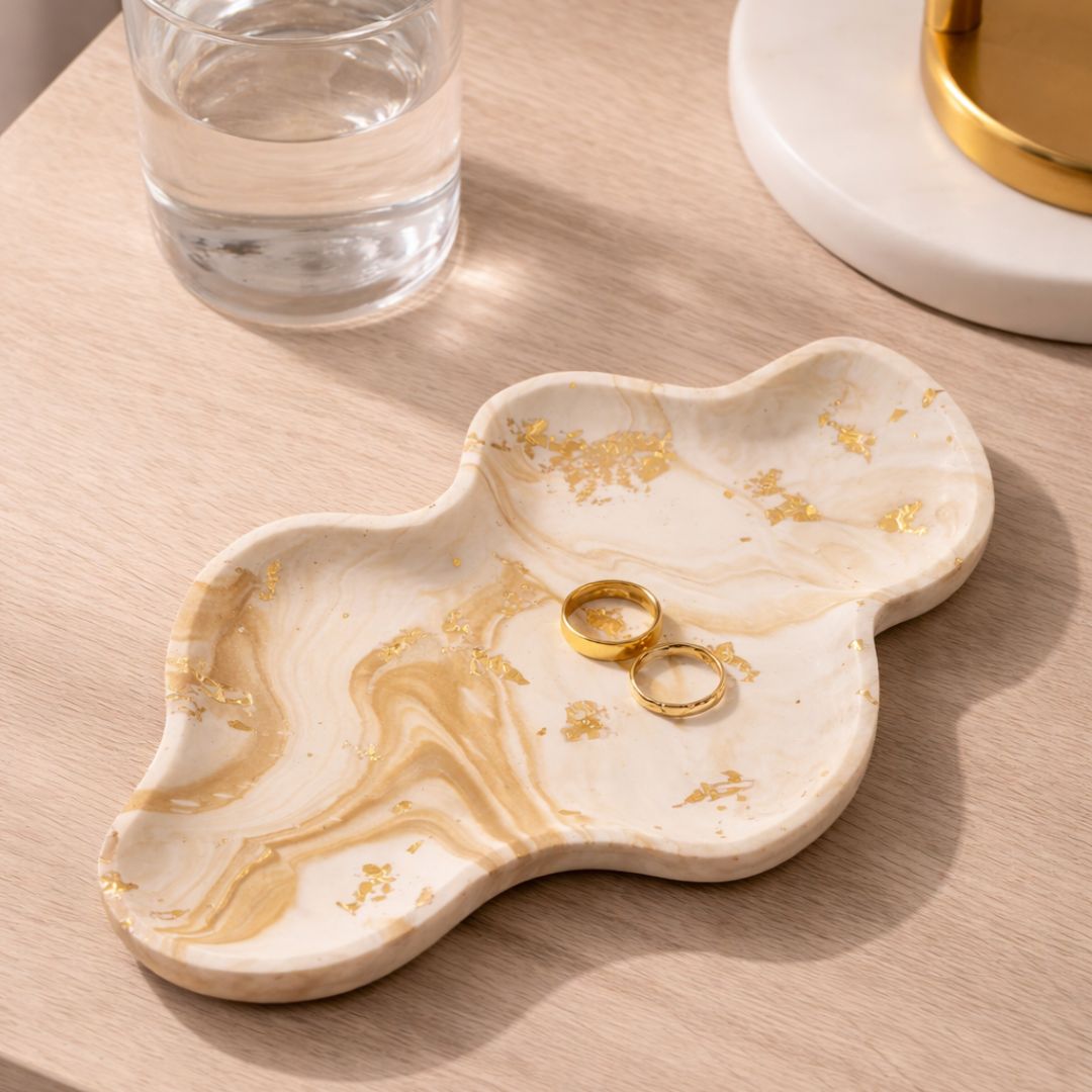 Marbled Gold Leaf Statement Tray