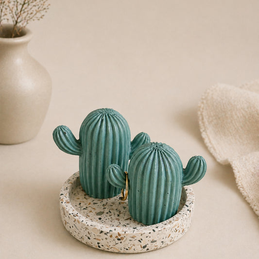 Sage Green Cactus Ring Holder Set