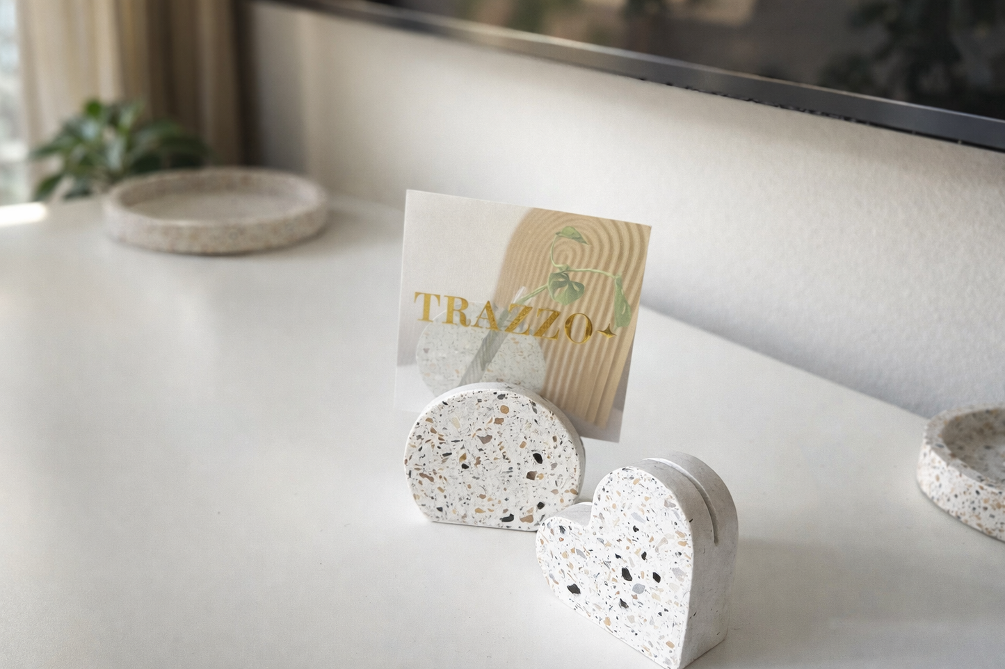 Polaroid Photo Holder — Neutral Terrazzo + Mother of Pearl
