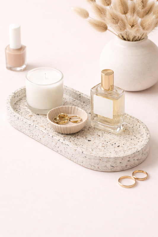 Neutral Terrazzo Oval Tray