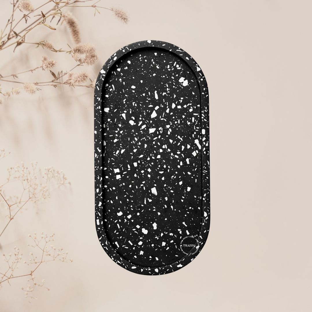 Midnight Terrazzo Oval Tray