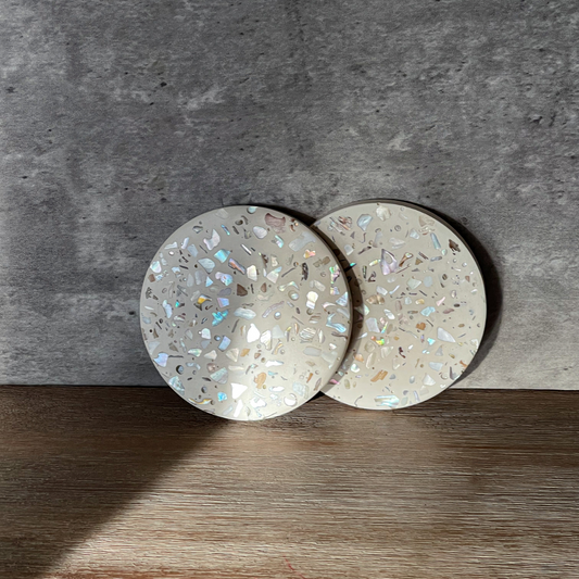 Mother of Pearl Terrazzo Coasters Set of 2 image 0