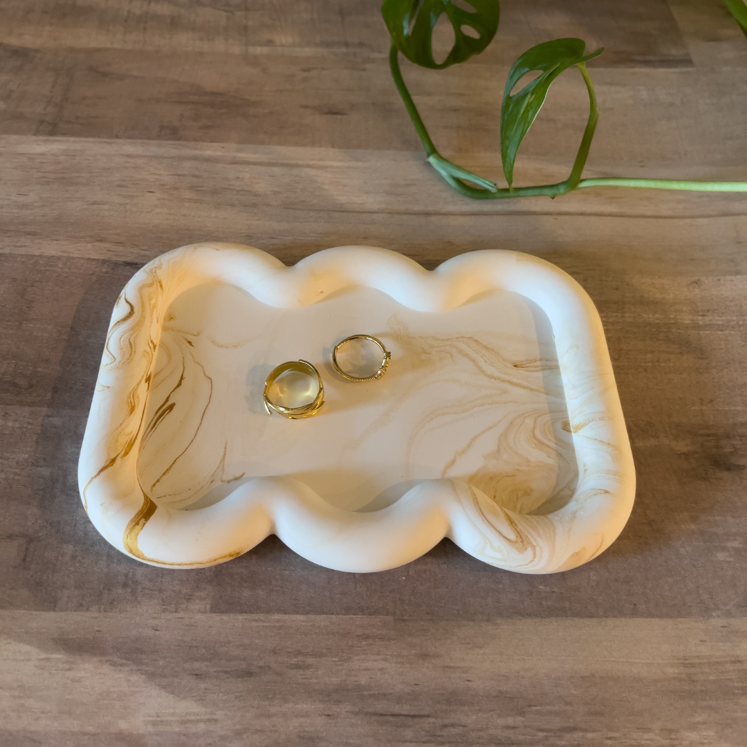 Wavy Shaped Marbled Tray | Jewelry Display Trinket Dish image 4