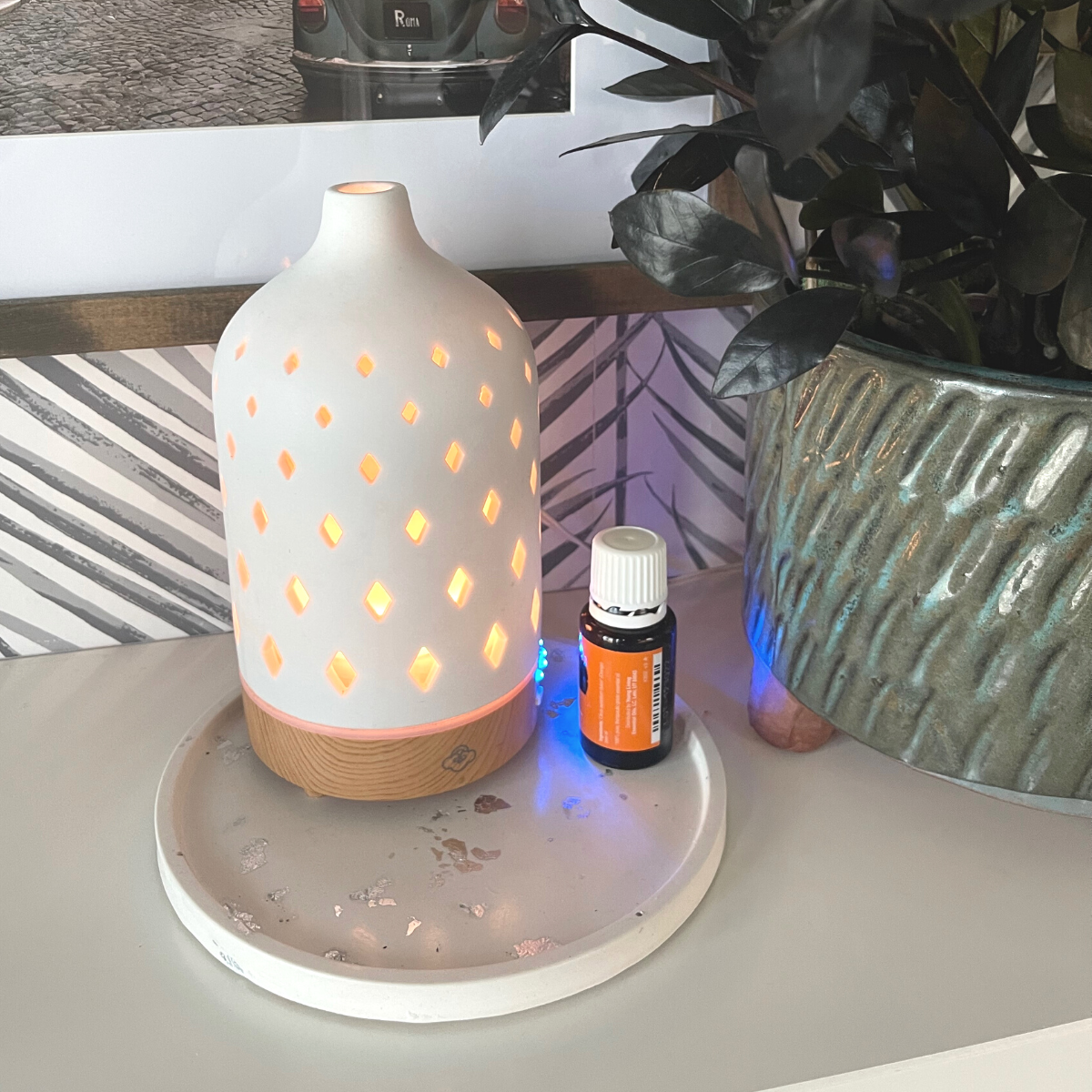 Silver Leaf Round Decorative Tray image 2