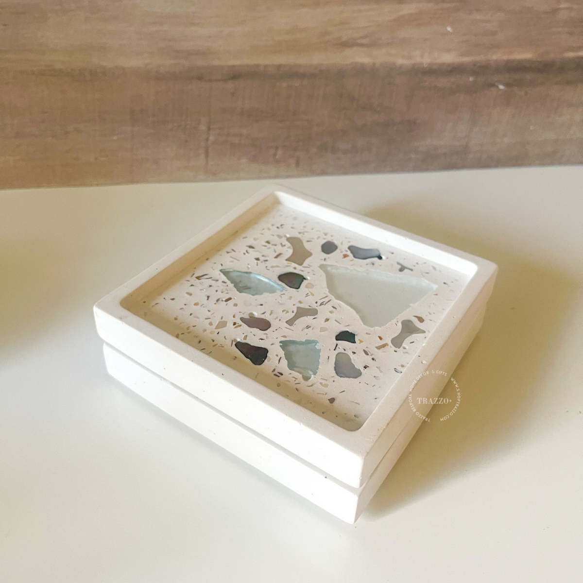 Smoky Pearl Treasures: Mother of Pearl & Sea Glass Terrazzo image 4