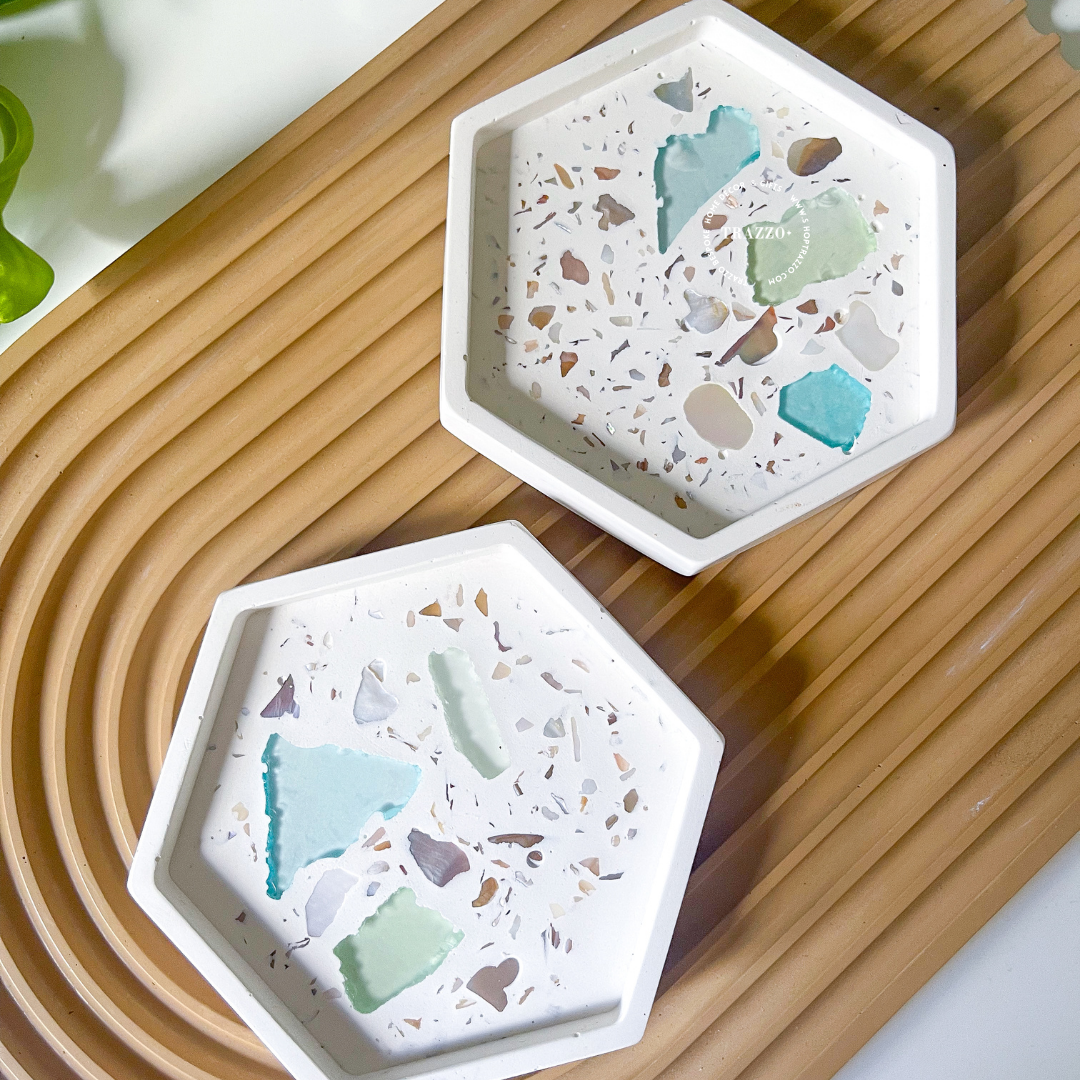 Aquamarine Dreams Terrazzo Coaster Set image 1