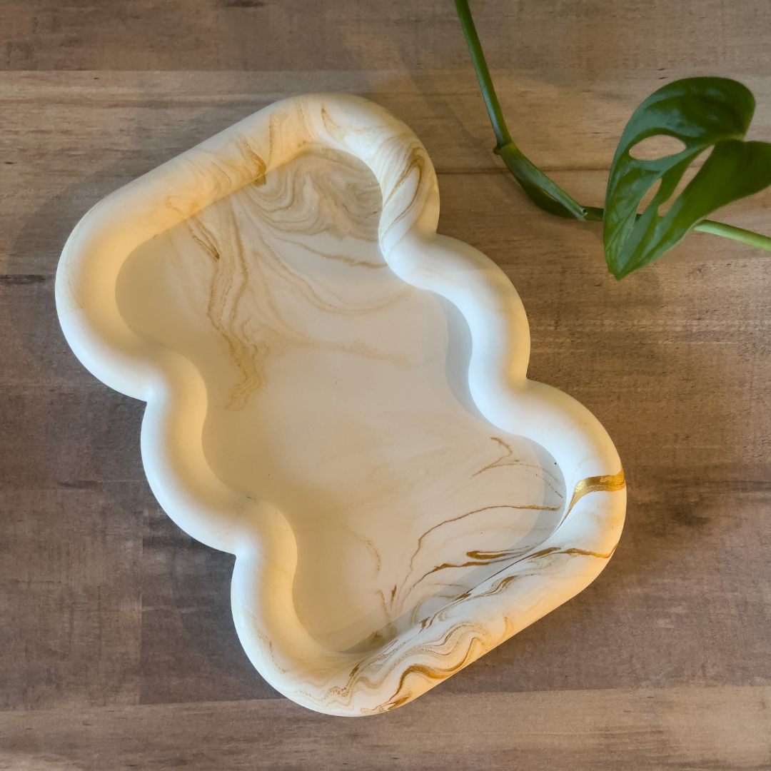 Wavy Shaped Marbled Tray | Jewelry Display Trinket Dish image 6