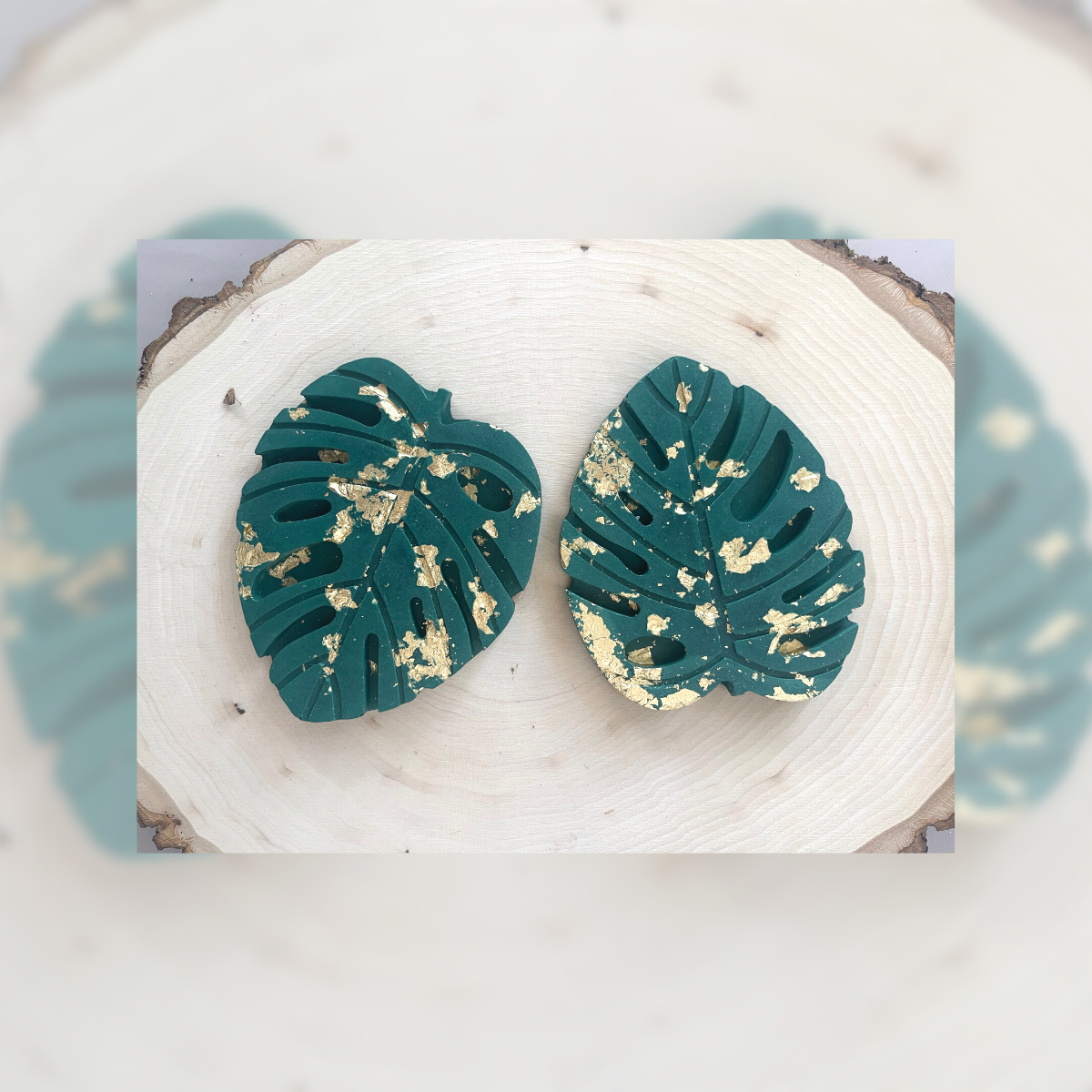 Gilded Green Monstera Leaf Coasters image 5