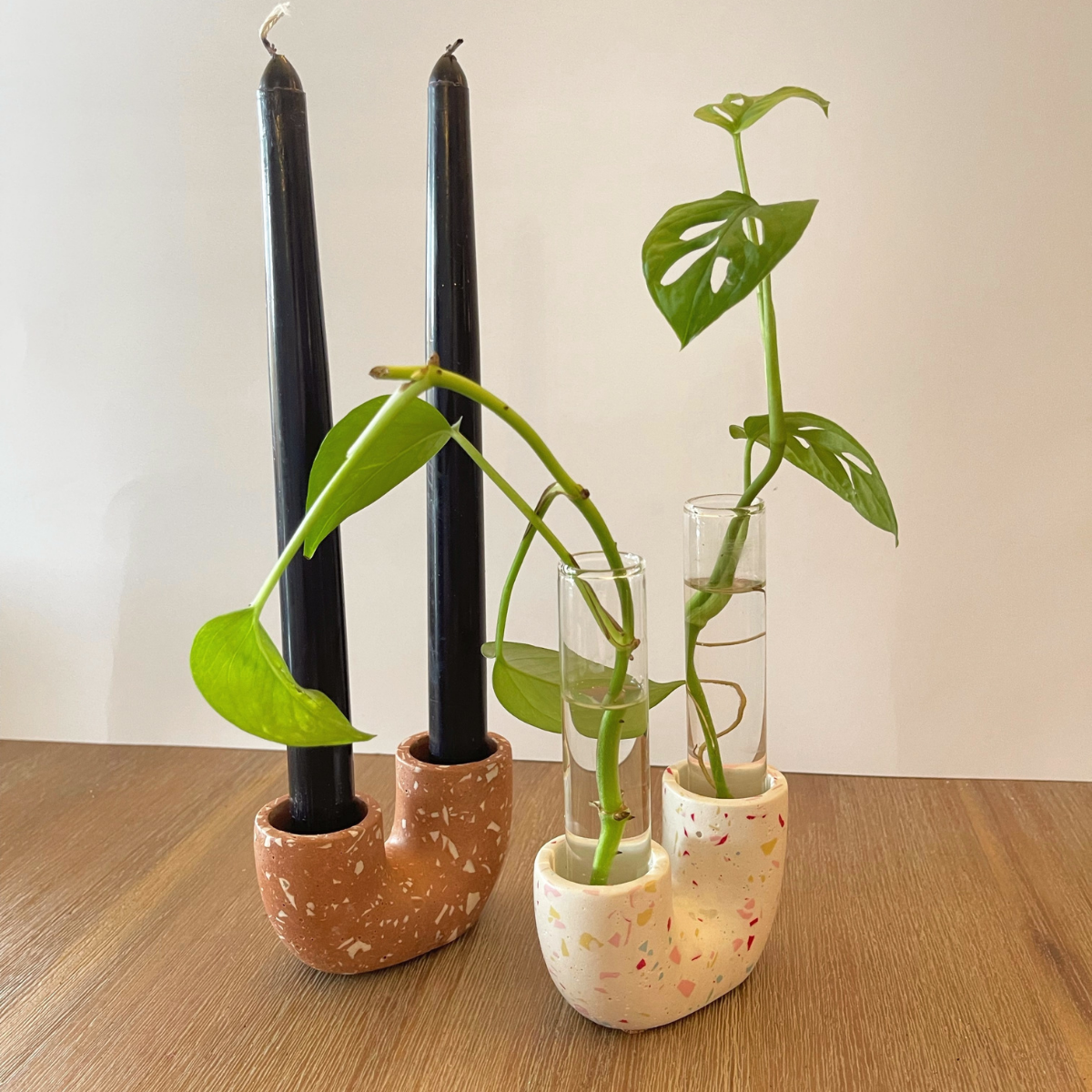 Neutral Terrazzo Propagation Station | Taper Candle Holder image 1